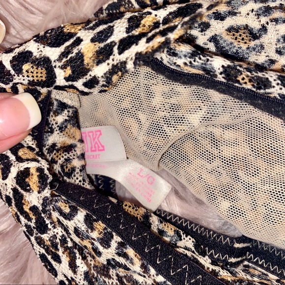 SOLD✨VICTORIA'S SECRET PINK Leopard Cheetah Lace Bralette, Size Large - Picture 5 of 7